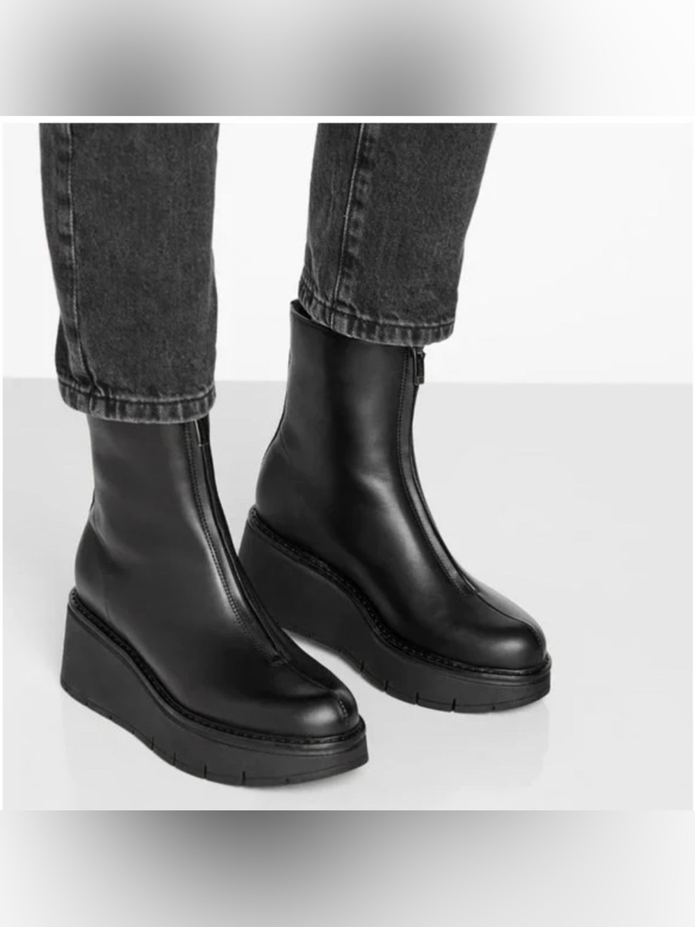 La CANADIENNE Black Leather Platform Ankle Boots